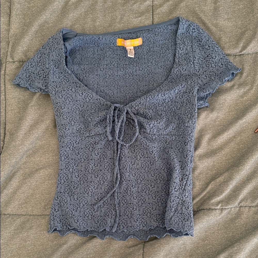 Urban Outfitters Blue Lace Short Sleeve Top